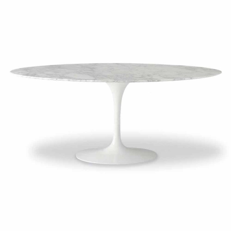 Sofa Tisch oval Laminat Weiss