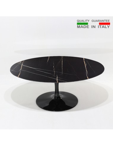 Table ovale marbre Sahara noir