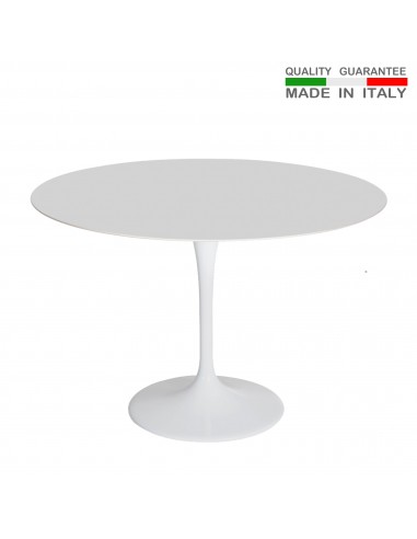 Table en laminé ronde blanc