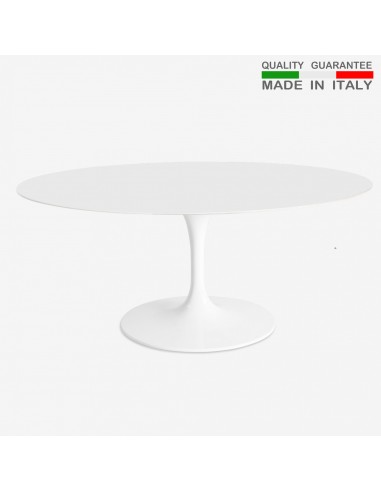 Table ovale laminé blanc