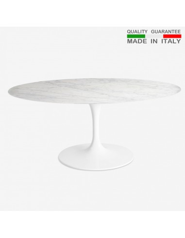 table ovale marbre Carrare blanc